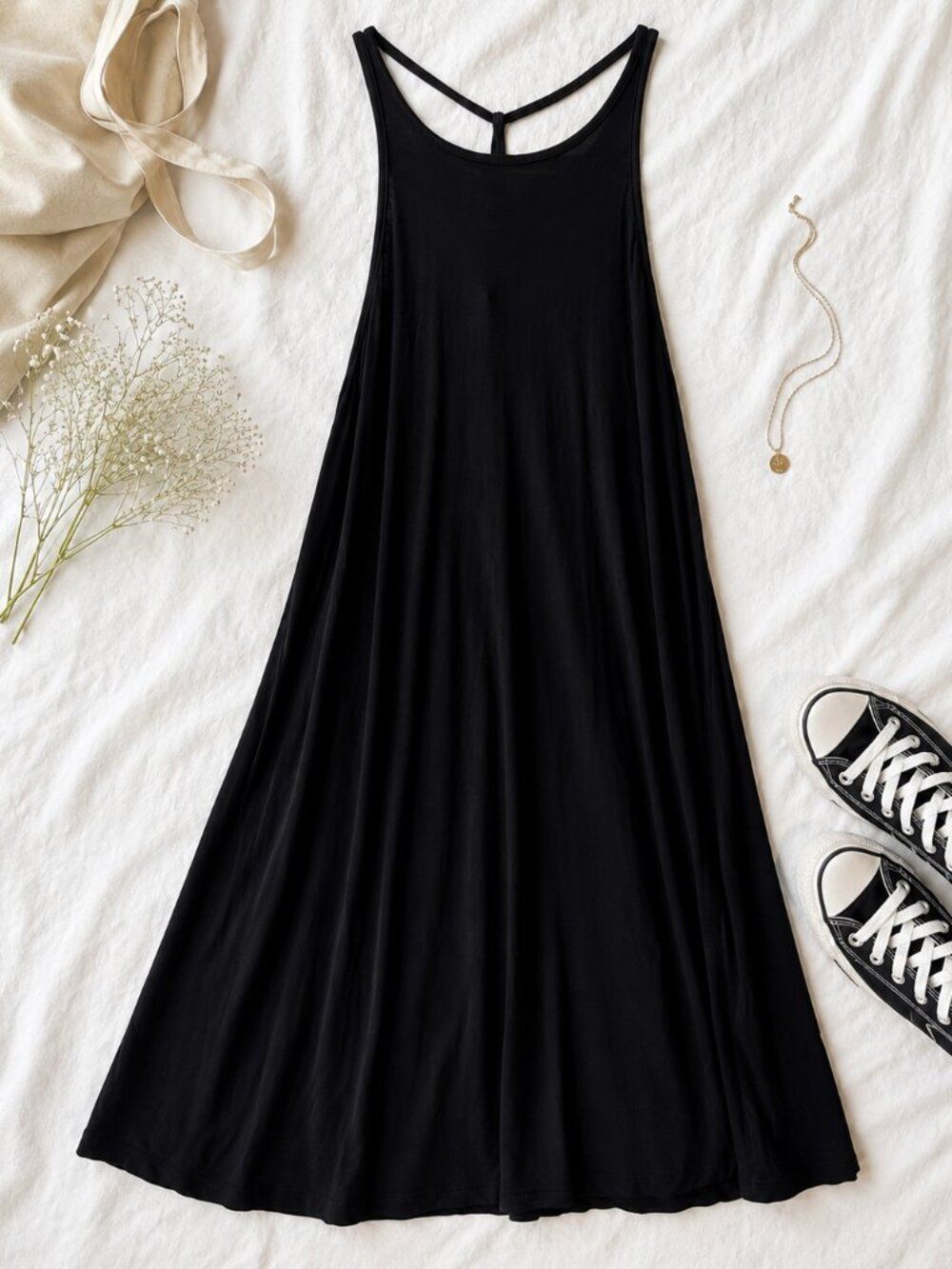 Express Black‎ Swing Dress XS Racerback Mini Dress Flowy Soft Stretch Casual